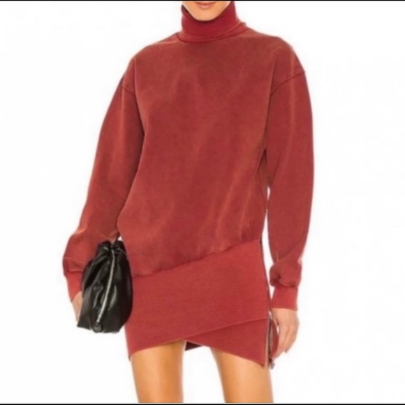 NWT Young Fabulous & Broke Turtle Neck Slit Zipper Sweater Dress Rust Red, M - Picture 2 of 12
